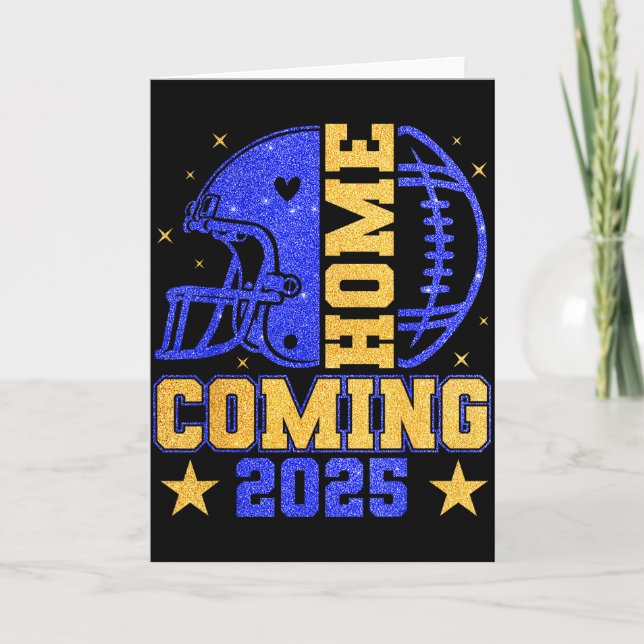Cartão Homecoming 2025 Hoco Football Mama Girl Blue Gold  (Frente)