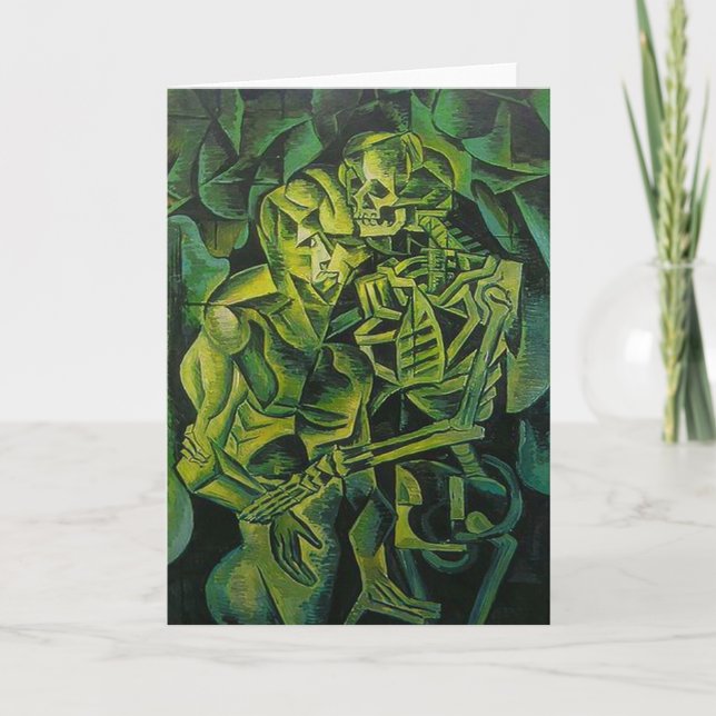 Cartão Homem-abstrato e Arte Geométrica Do Esqueleto (Frente)