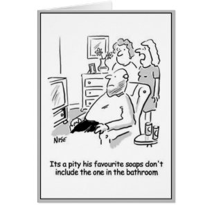 Cartão Homem assistindo telenovela.