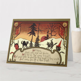 Cartão Homem-Bruxa Jack O' Lanterna Pumpkin Lua Cheia