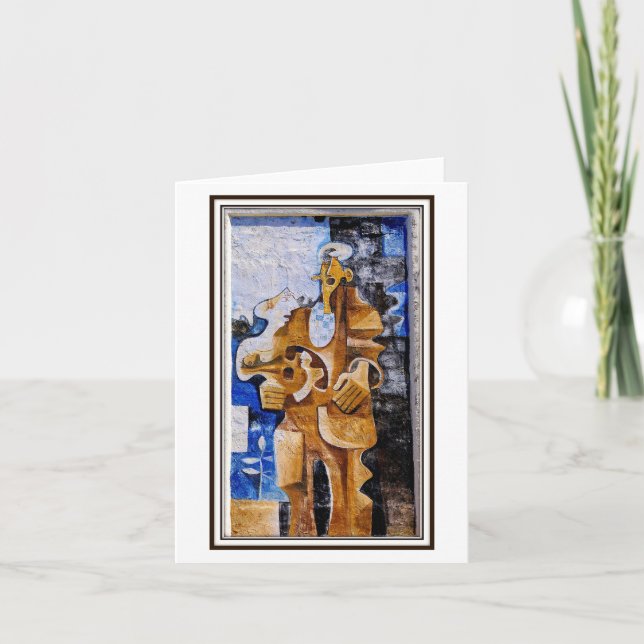 Cartão Homem com Violão. Arte mural em Orgosolo, Sardenha (Frente)