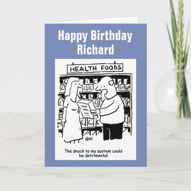 Cartão Homem corajoso em comer comidas de saúde (Frente)