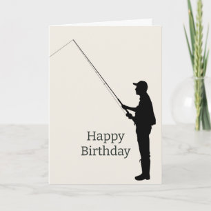 Cartão Homem de Aniversário Pescando Pescador com Cana Ca