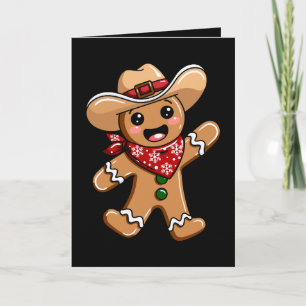 Cartão Homem de Biscoito Cowboy Chapéu Bandana Natal Xmas