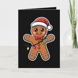 Cartão Homem de Biscoito de Natal Chapéu do Papai Noel Lu