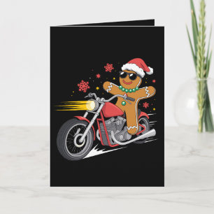 Cartão Homem de Biscoito de Natal Motocicleta Motoqueiro