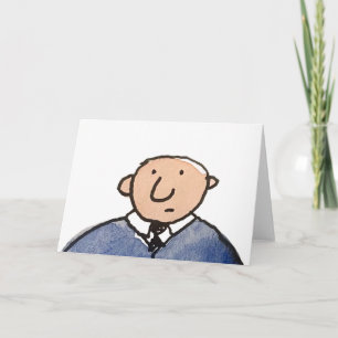 Cartão Homem de Desenho Animado em Terno Azul Vendedor de