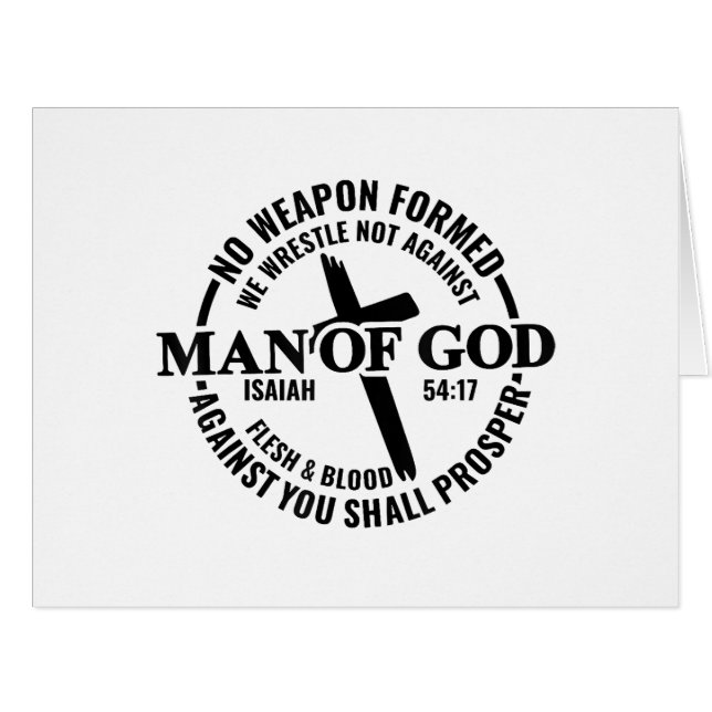 Cartão Homem de Deus, Nenhuma Arma Formada Contra Mim Irá (Frente horizontal)