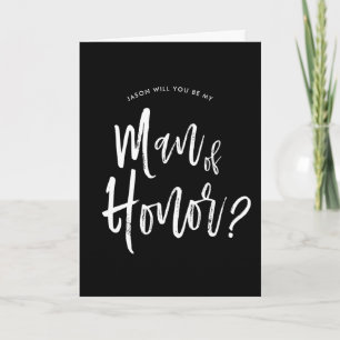 Cartão Homem de Honra   Casamento Preto Personalizado do 