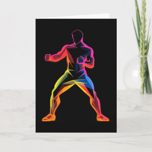 Cartão Homem de Kickboxing Estilo Cartoon Kickboxer Savat