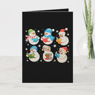 Cartão Homem de Neve de Natal Leitor de Livros Professor