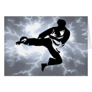 Cartão Homem de prata do relâmpago das artes marciais