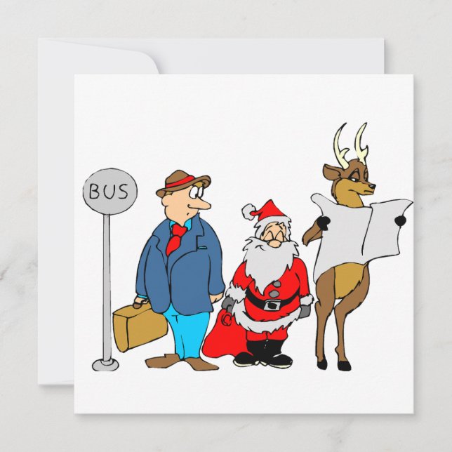 Cartão Homem Engraçado Papai noel Reindeer Na Parada De Ô (Frente)