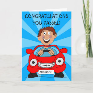 Cartão Homem Feliz Acaba de Passar no Teste de Direção
