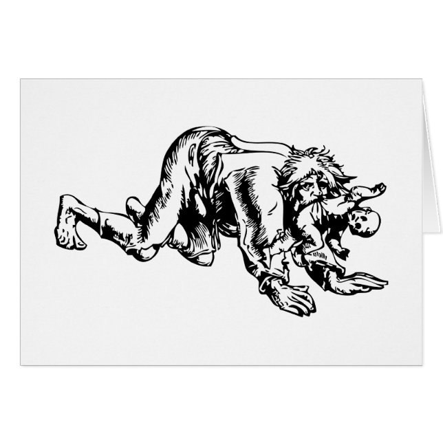 Cartão Homem-lobo que come o bebê (Frente Horizontal)