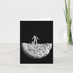 Cartão Homem Na Lua Em Um Traje Espacial No Espaço