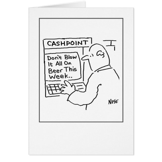 Cartão Homem numa máquina de dinheiro (Frente)