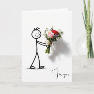 Cartão Homem Pau com Buquê de Flores