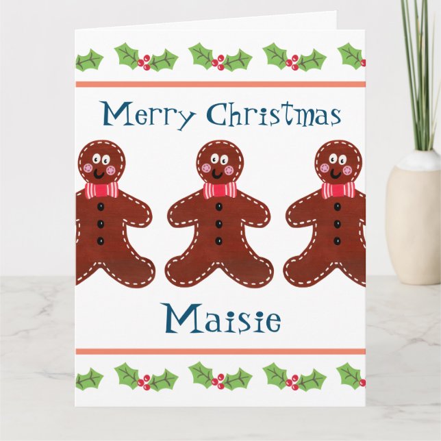 Cartão Homem Personalizado de Pão de Natal Bonito (Frente)