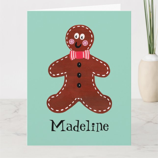 Cartão Homem Personalizado de Pão de Natal Bonito (Frente)