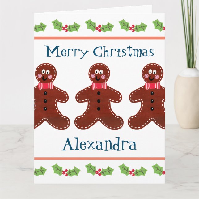 Cartão Homem Personalizado de Pão de Natal Bonito (Frente)