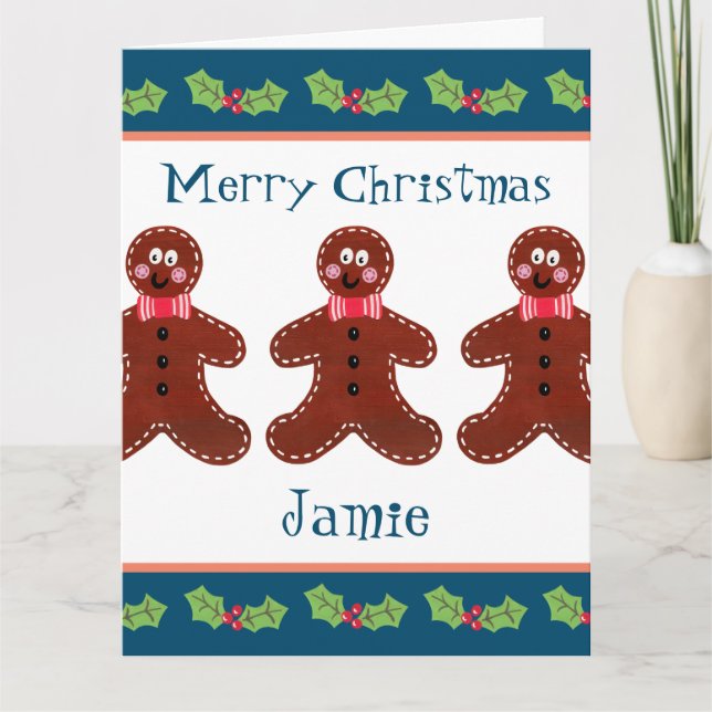 Cartão Homem Personalizado de Pão de Natal Bonito (Frente)