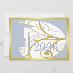 Cartão Homem Silhueta Dourado e Azul-Celeste 2026