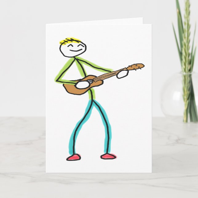 Cartão Homem Tocando Ukulele (Frente)