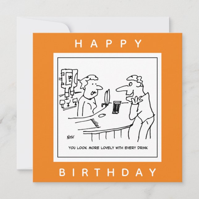 Cartão Homem Traduzindo uma Barmaid em um Cartoon Pub (Frente)