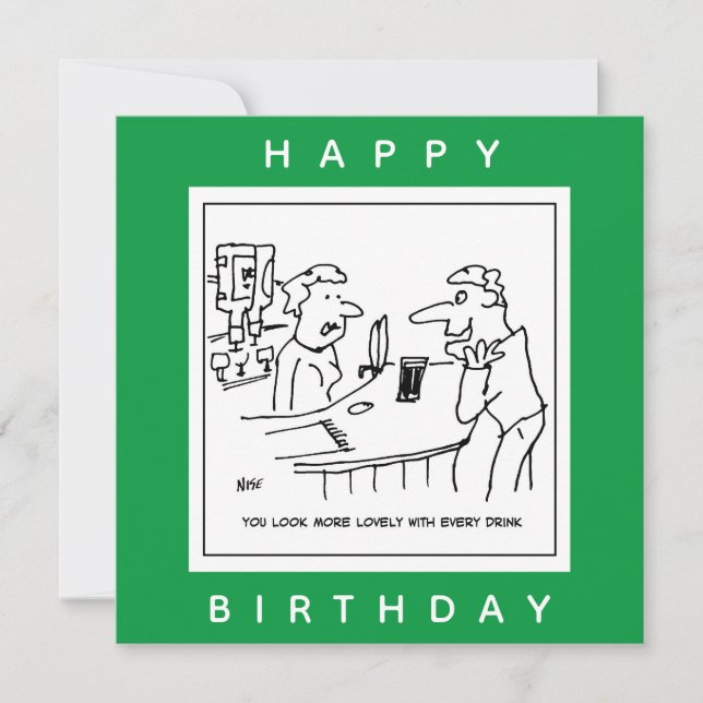 Cartão Homem Traduzindo uma Barmaid em um Cartoon Pub (Frente)