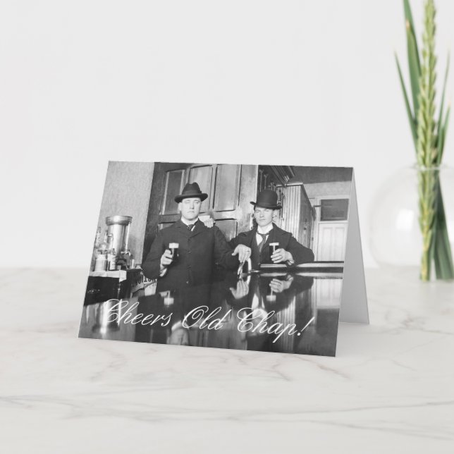 Cartão Homens Bares do Salão em 1890 aplaudem o aniversár (Frente)