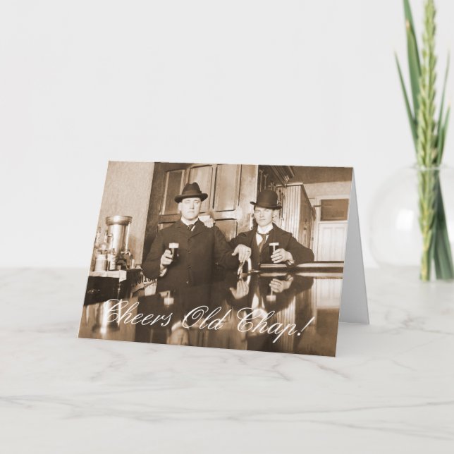 Cartão Homens Bares do Salão em 1890 aplaudem o aniversár (Frente)