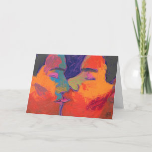 Cartão Homens Beijando Colorido
