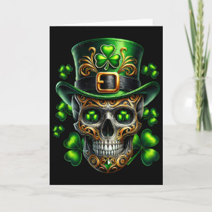 Cartão Homens Caveira Shamrock Leprechaun Irlanda St Pat