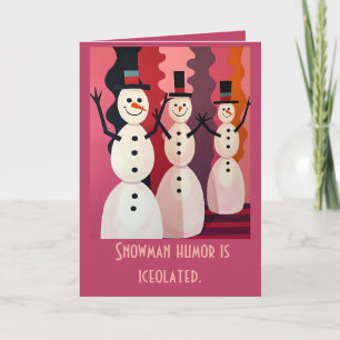 Cartão Homens de Neve Kitschmas Natal Tema Rosa Design