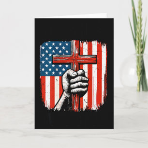 Cartão Homens Fé Sobre o Medo Cristão Patriótico American
