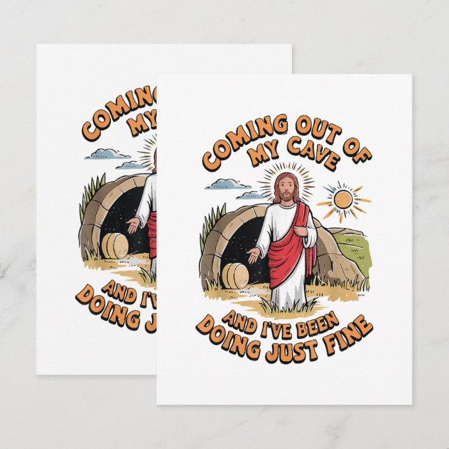 Cartão Homens Jesus Saindo da Minha Caverna (Frente/Verso)