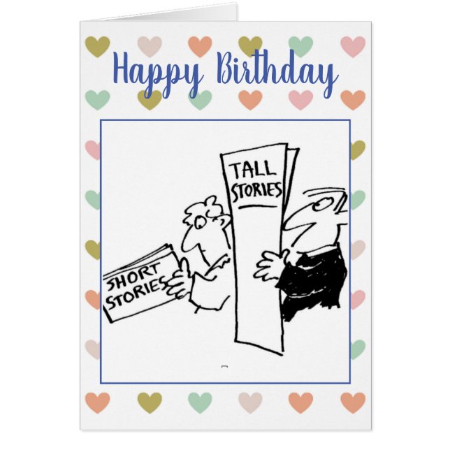 Cartão Homens lendo livros de Piada de histórias curtas e (Frente)