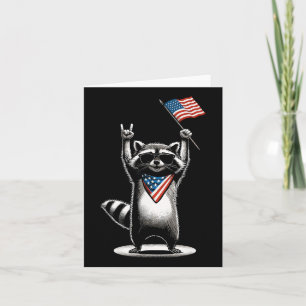 Cartão Homens Patrióticos Do Raccoon Nos Eua Mulheres Cri