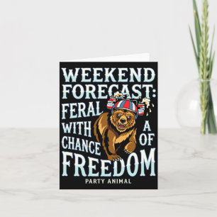 Cartão Homens urso grizzly engraçado patriótico verão lib