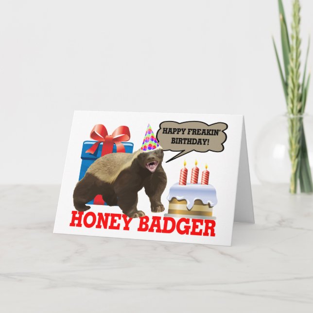 Cartão Honey Badger Happy Freakin' Birthday (Frente)