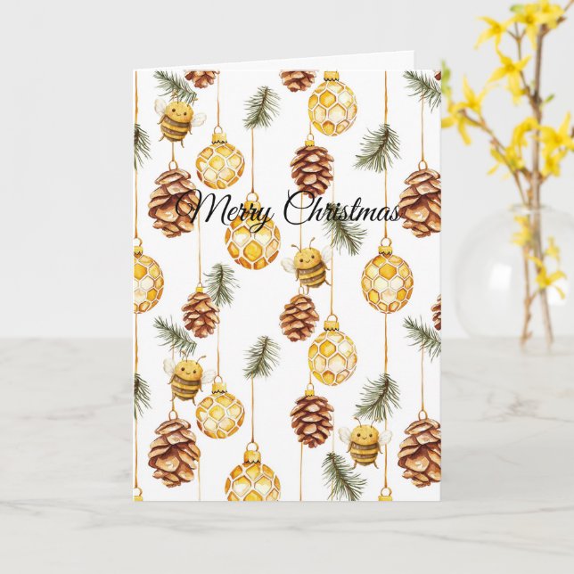 Cartão Honey Ornaments Happy Bees Christmas Pine Cones (Flor Amarela)