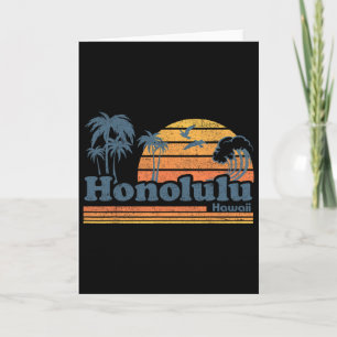 Cartão Honolulu Havaí Vintage Praia Surf 70 Retro Ha
