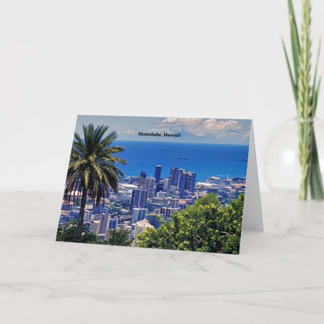 Cartão Honolulu, paisagem pitoresca do Havaí (Frente)