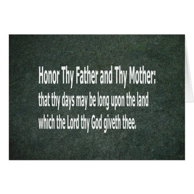 Cartão Honre Thy pai e Thy mãe (Frente Horizontal)