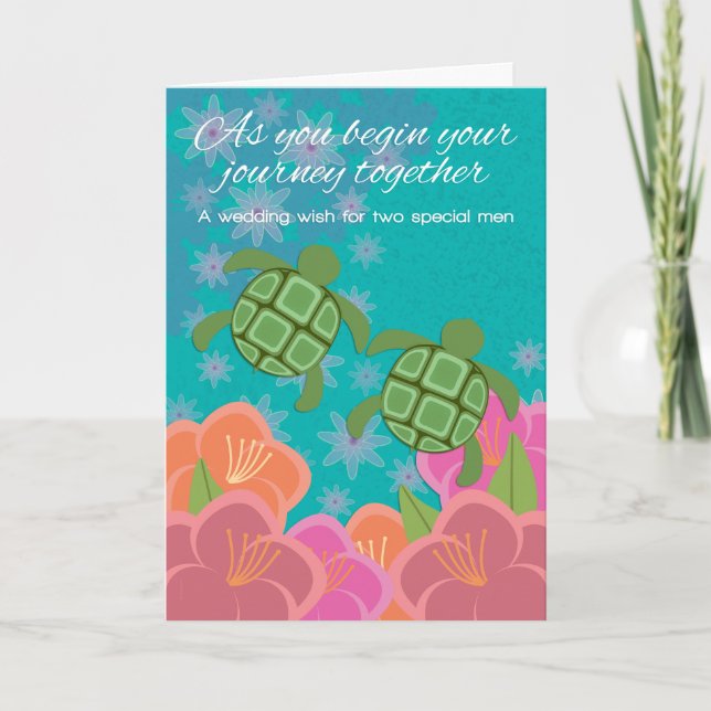 Cartão Honu Swimming Turtles Gay Wedding Congratulations (Frente)