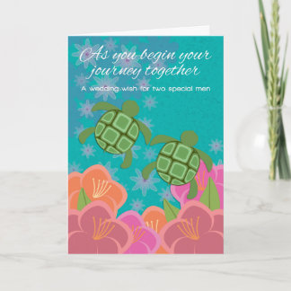 Cartão Honu Swimming Turtles Gay Wedding Congratulations