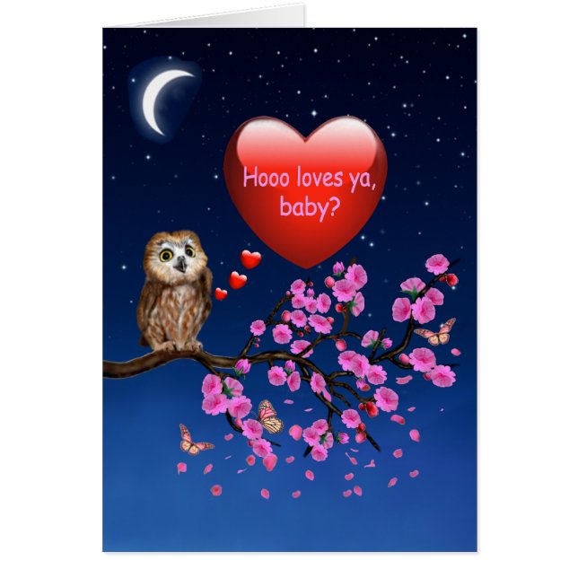 Cartão Hooo ama o ya, bebê? (Frente)
