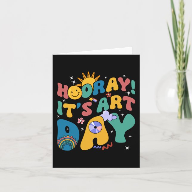 Cartão Hooray It's Art Day Teacher Rainbow Cute Stude (Frente)