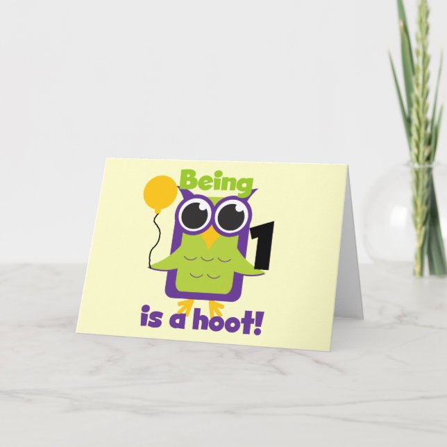 Cartão Hoot Owl 1st Birthday T-shirts and Gifts (Frente)